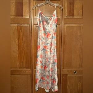 Satin Floral Midi/Maxi Dress With Slit